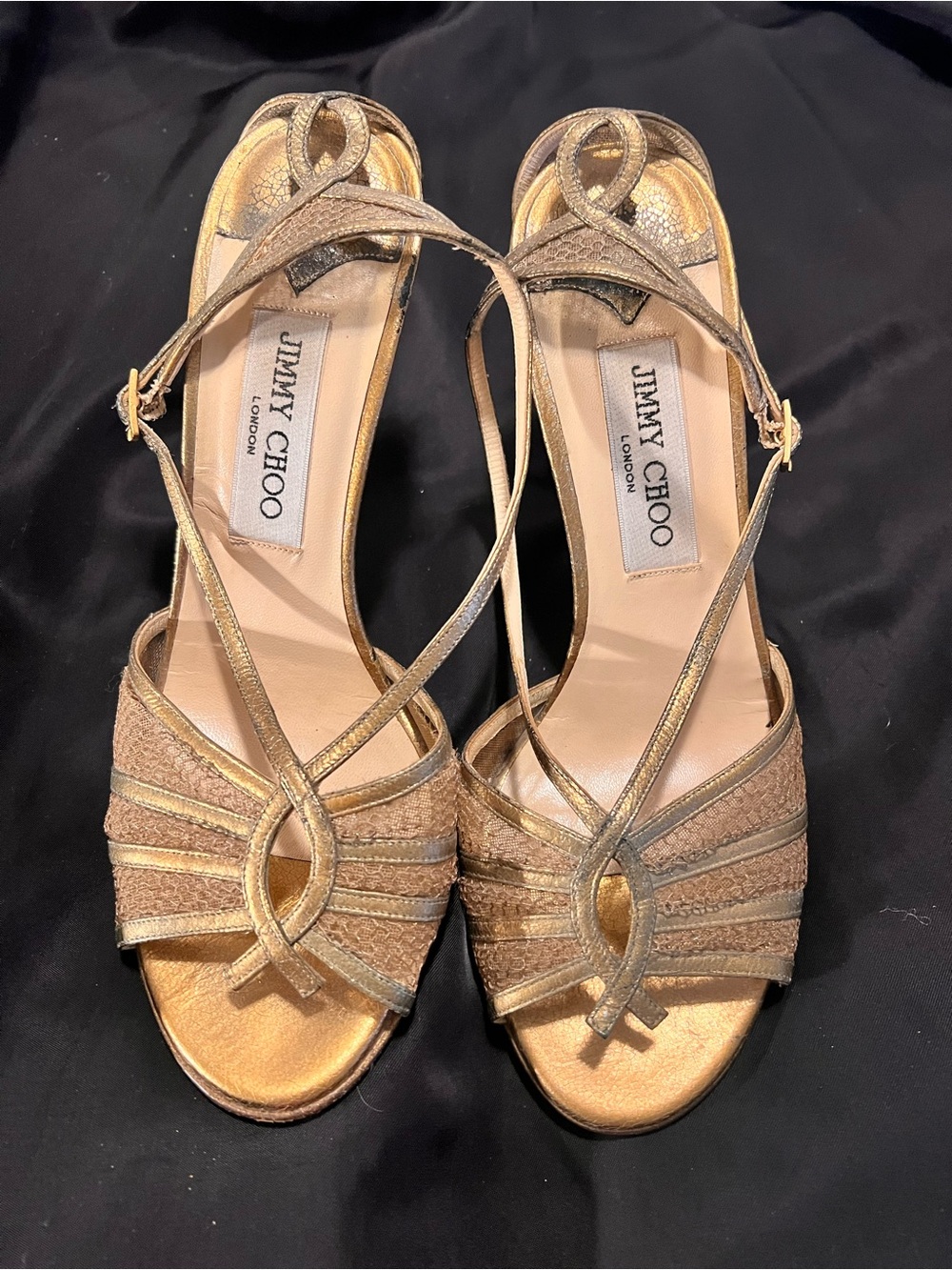 Jimmy Choo Metallic Gold Strappy Heeled Sandals